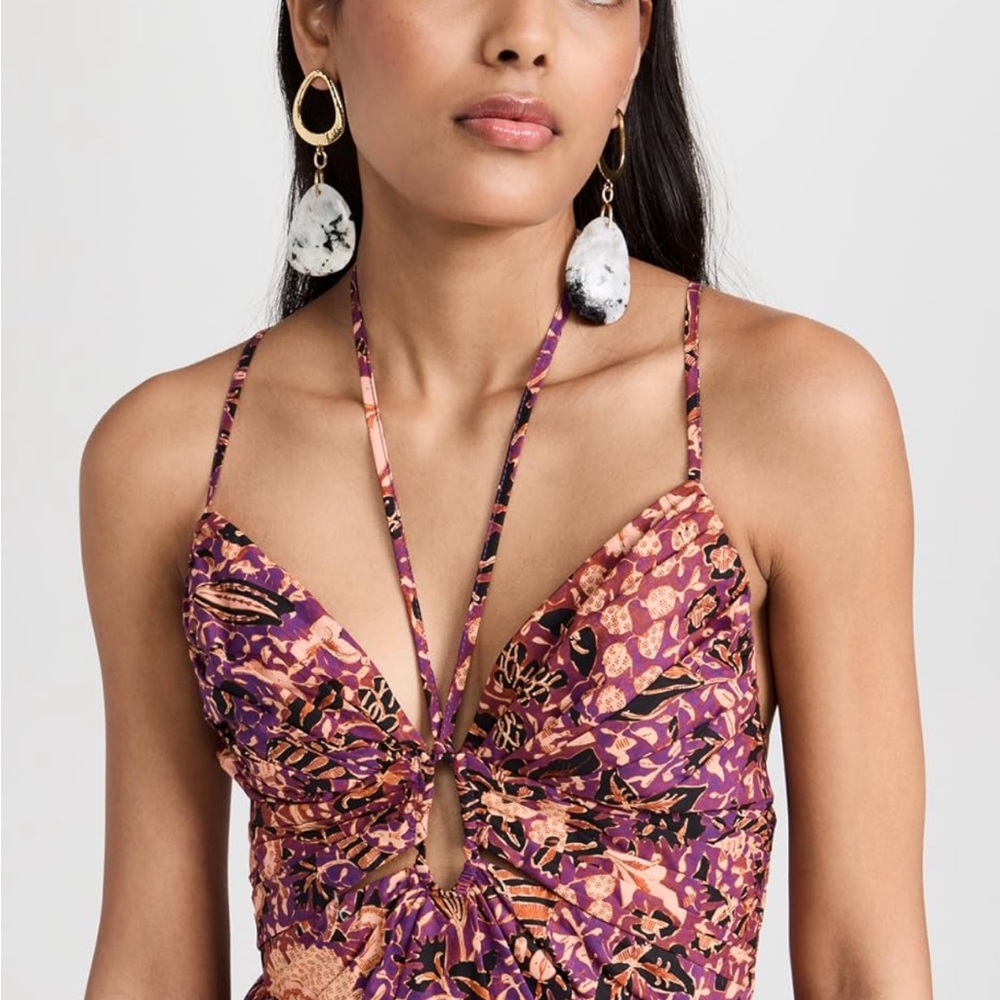 Ulla Johnson Purple Floral Keyhole Dress